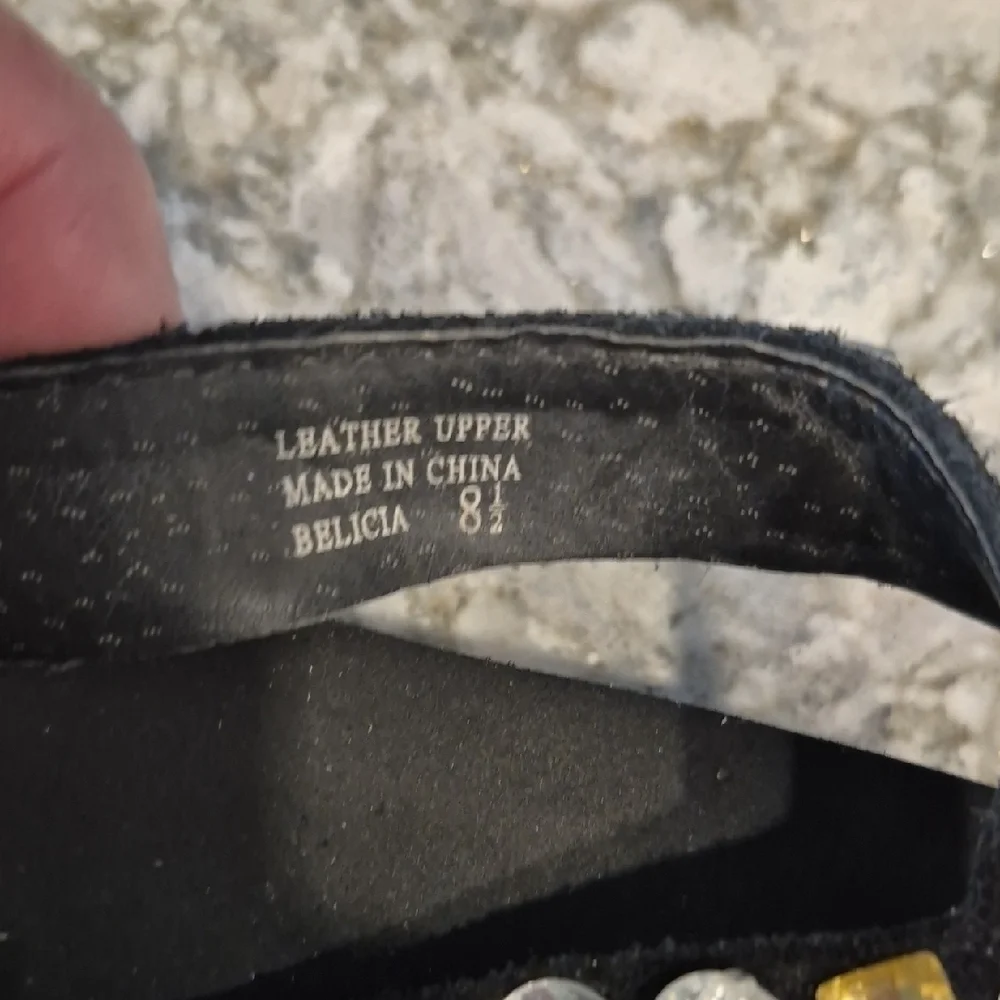 Yellow Box Belicia Black Sandals with Rhinestone and Gold Accents - Picture 3 of 11